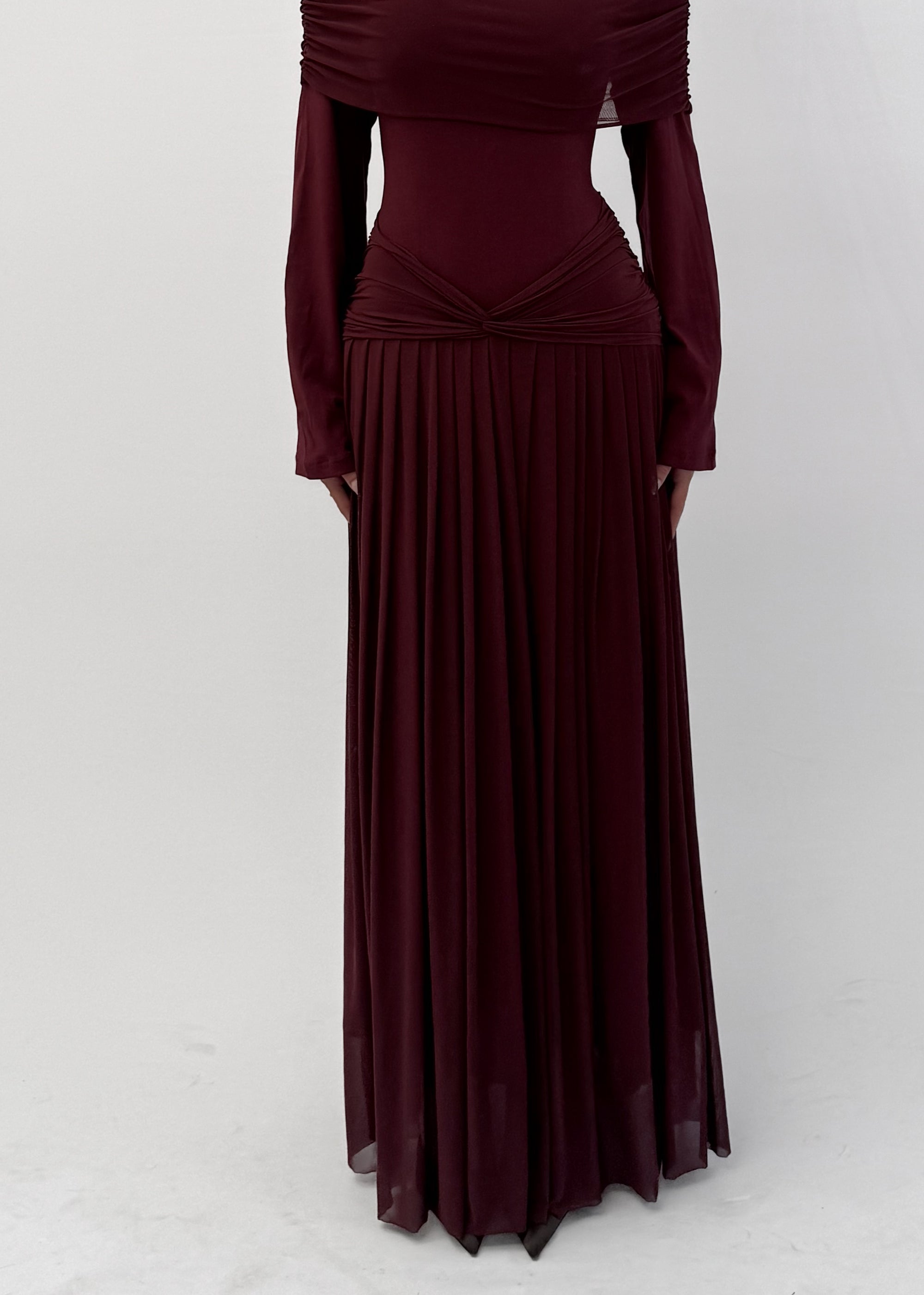 BELLA BORDEAUX MAXI DRESS