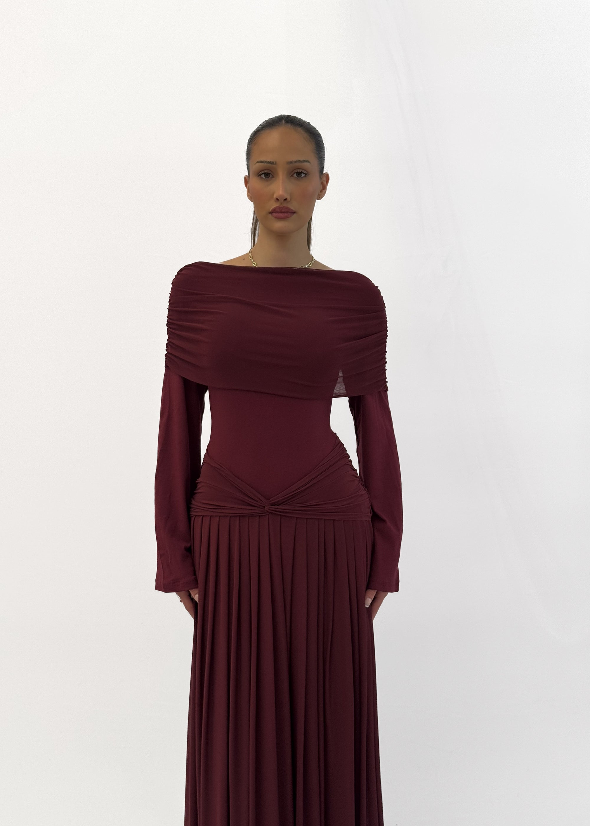 BELLA BORDEAUX MAXI DRESS