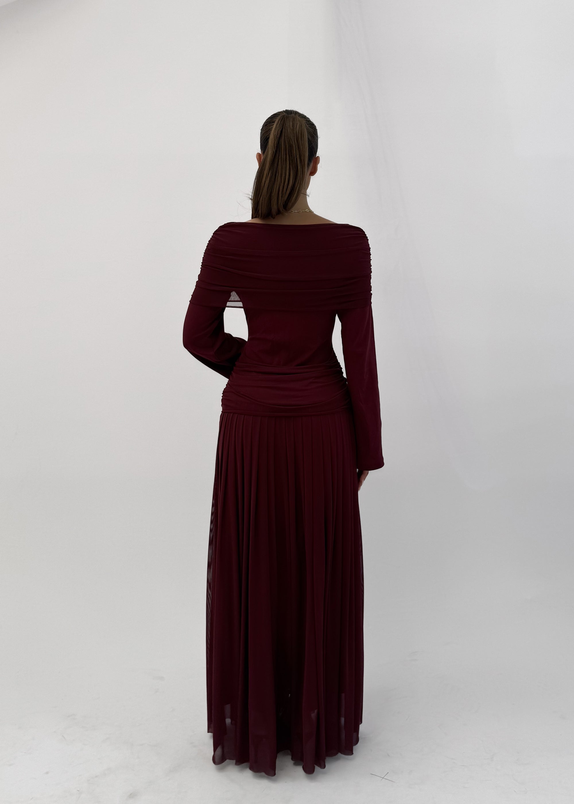 BELLA BORDEAUX MAXI DRESS