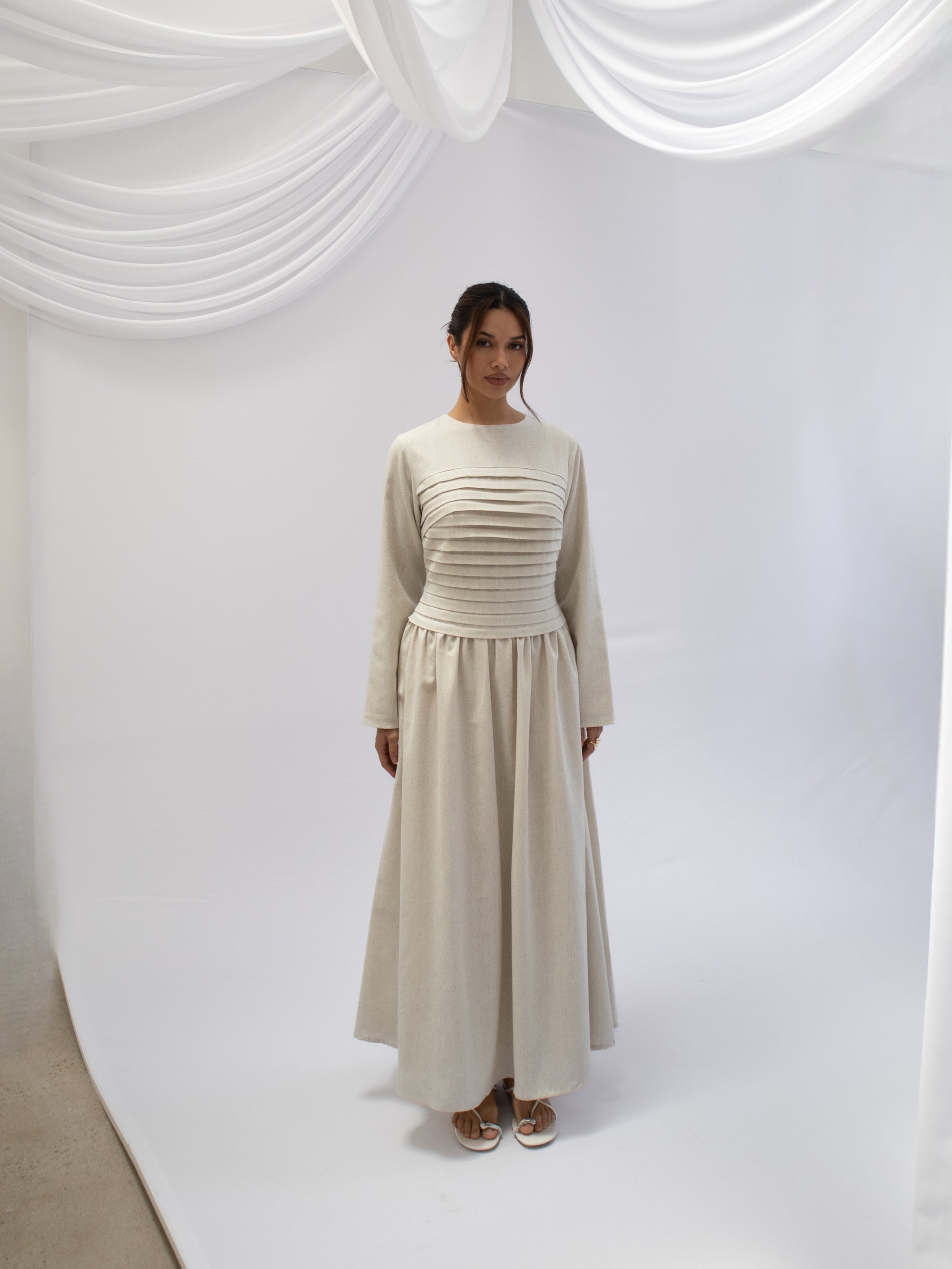 Khai Pleated Linen Dress (PRE-ORDER)