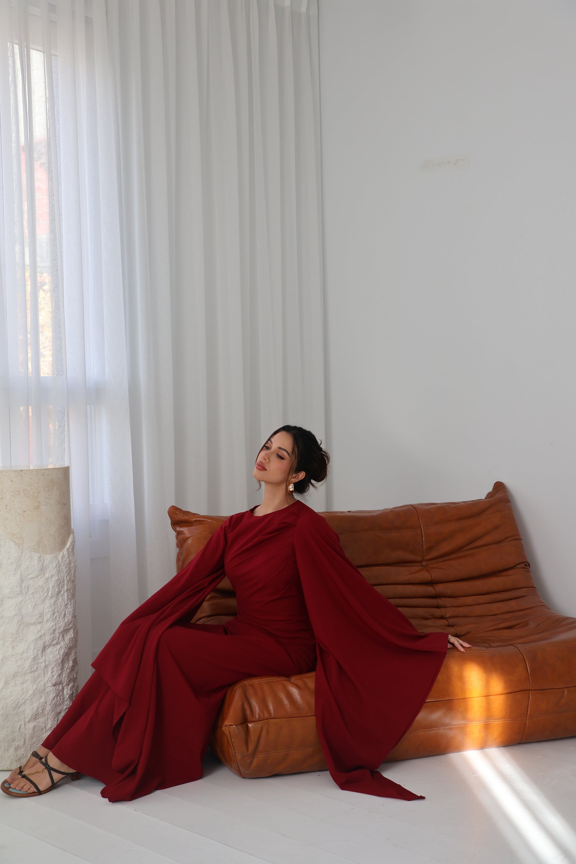 Imani Asym Sleeve Maxi Dress