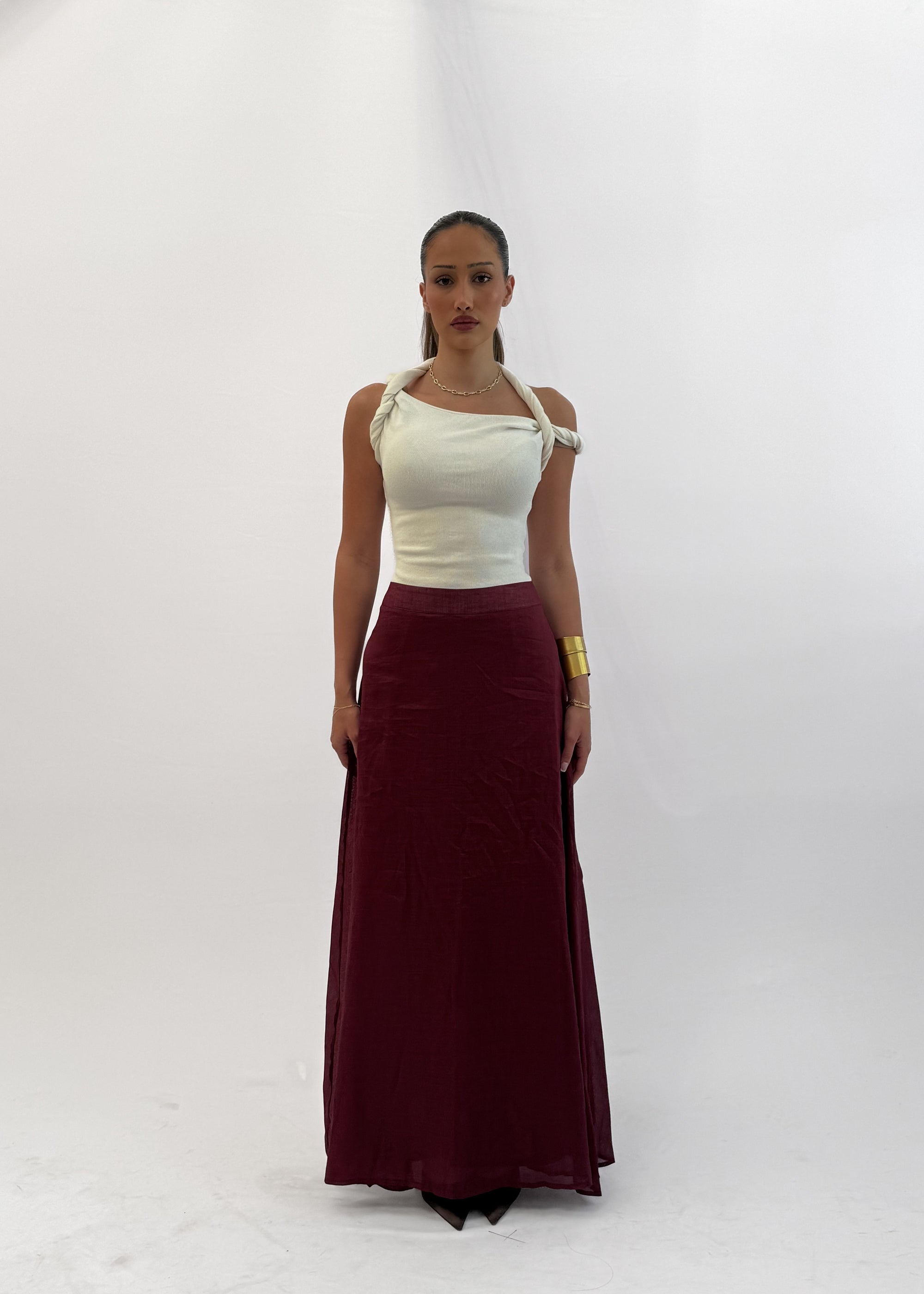 MÀRE A-LINE MAXI SKIRT - BORDEAUX