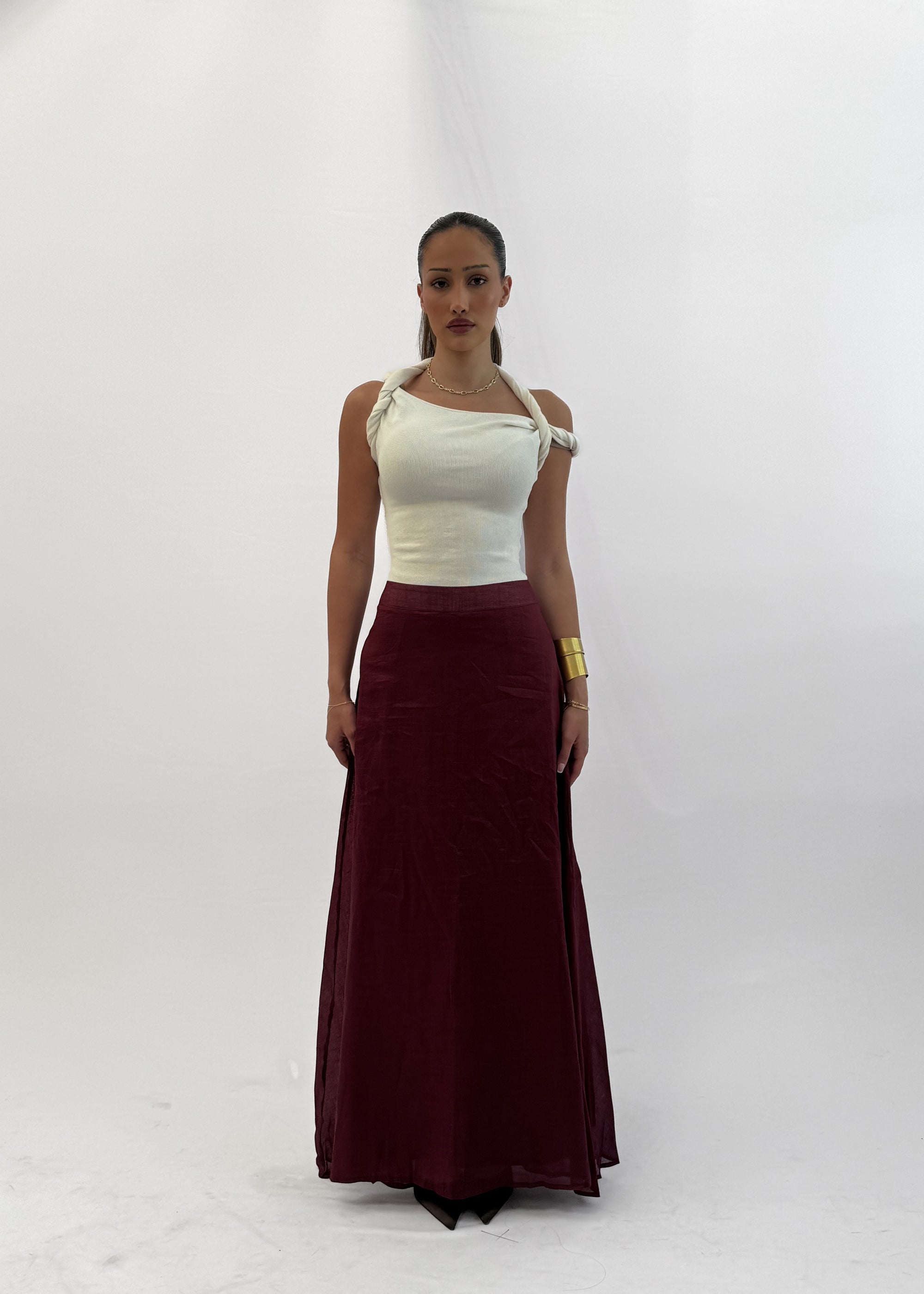 MÀRE A-LINE MAXI SKIRT - BORDEAUX