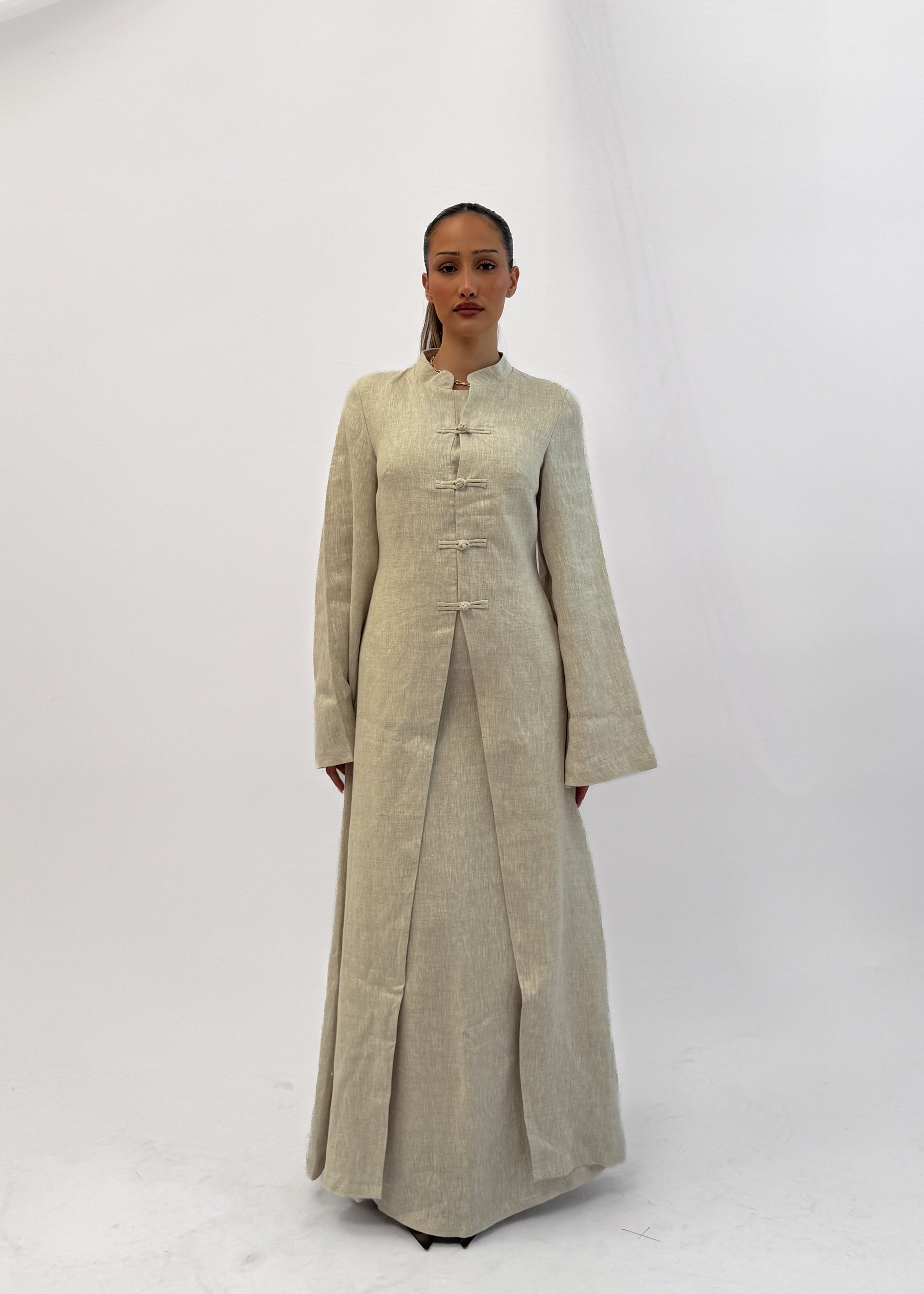 LOULA LINEN ASYM TOP AND SKIRT SET