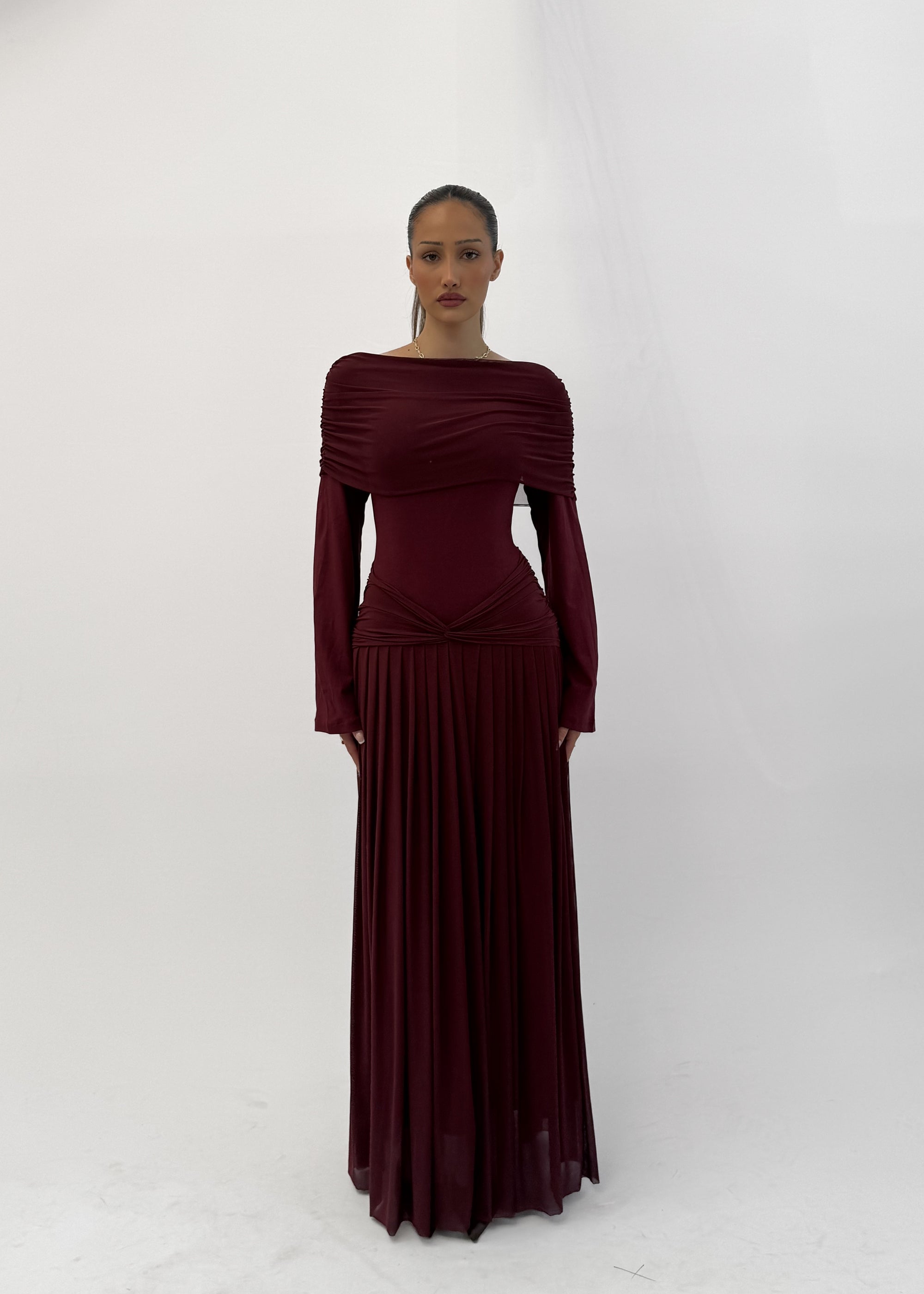 BELLA BORDEAUX MAXI DRESS