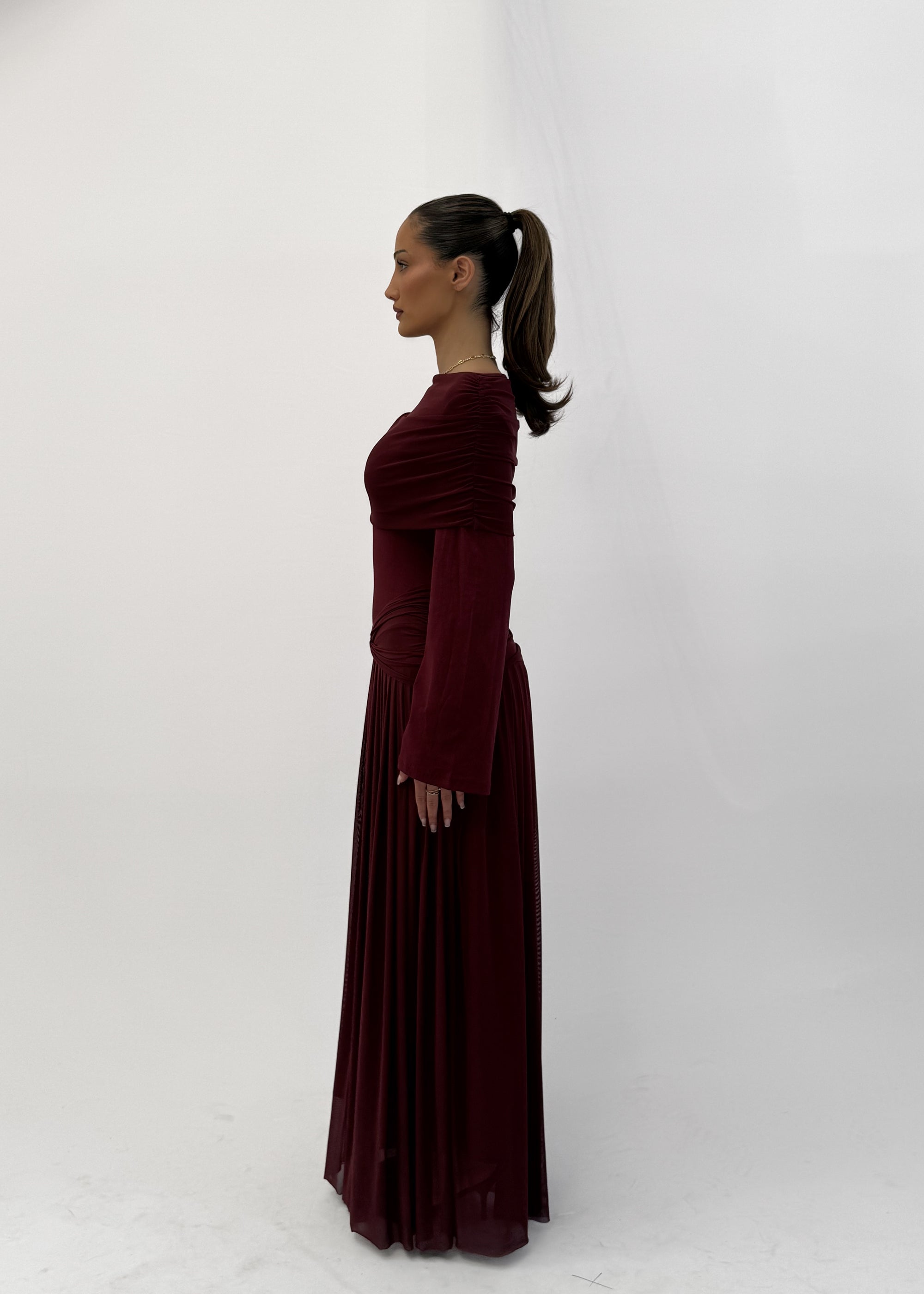 BELLA BORDEAUX MAXI DRESS