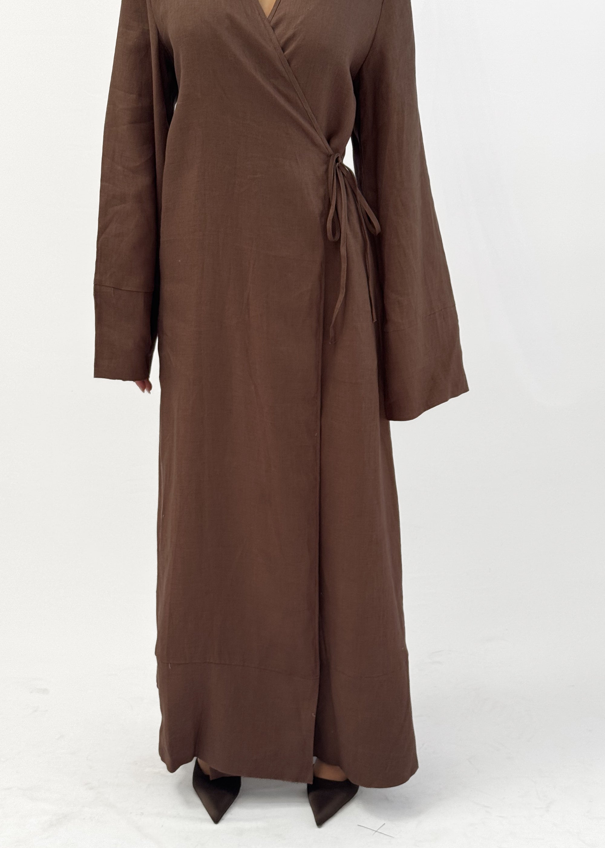 VACANZA RAMIE CHOCOLATE WRAP KIMONO