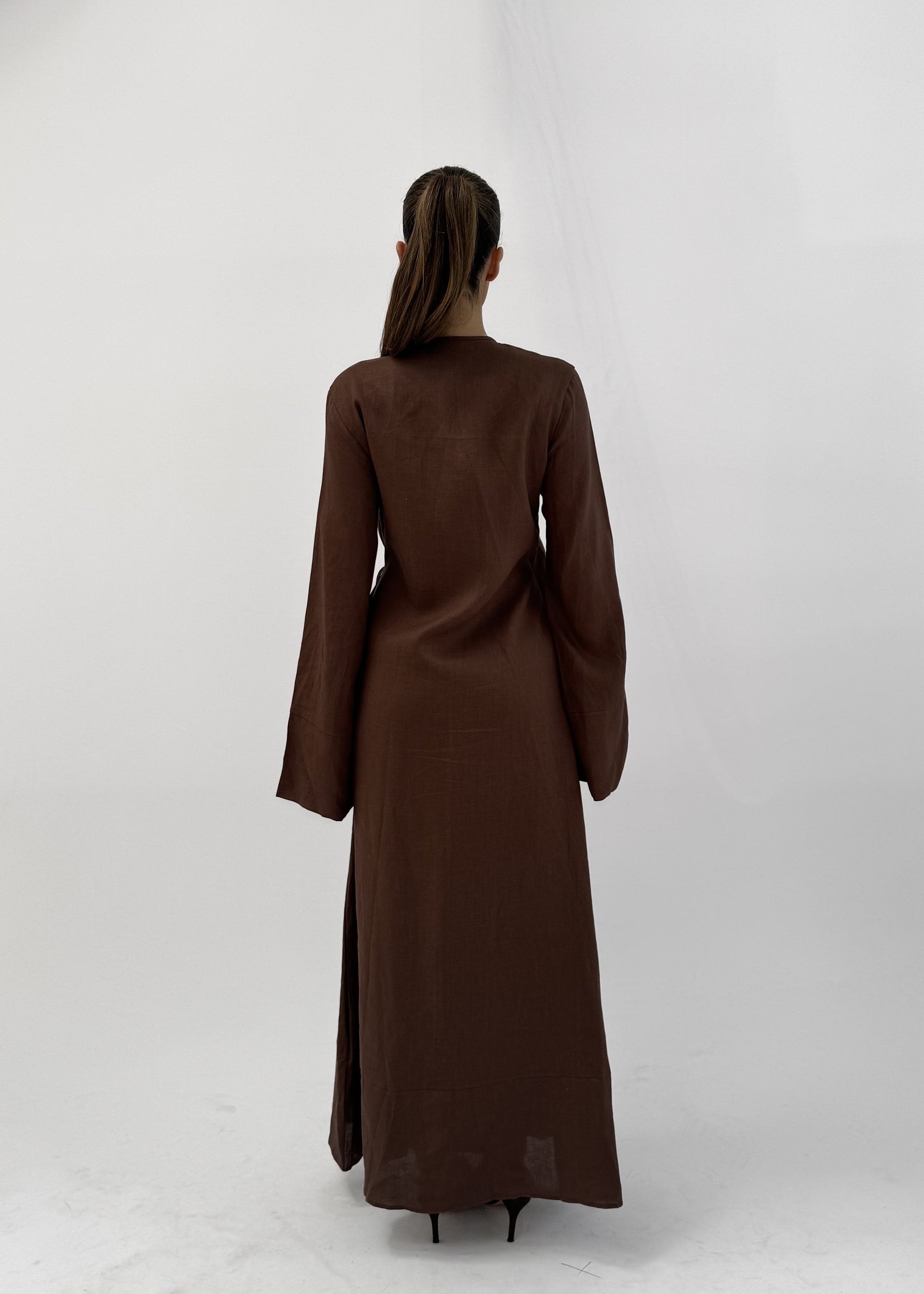 VACANZA RAMIE CHOCOLATE WRAP KIMONO