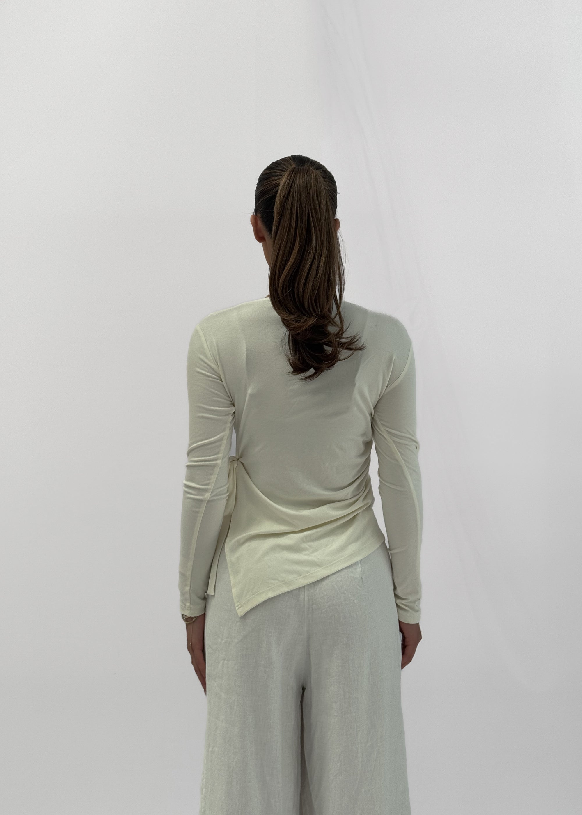 MINA RUCHED JERSEY TOP - BLANC