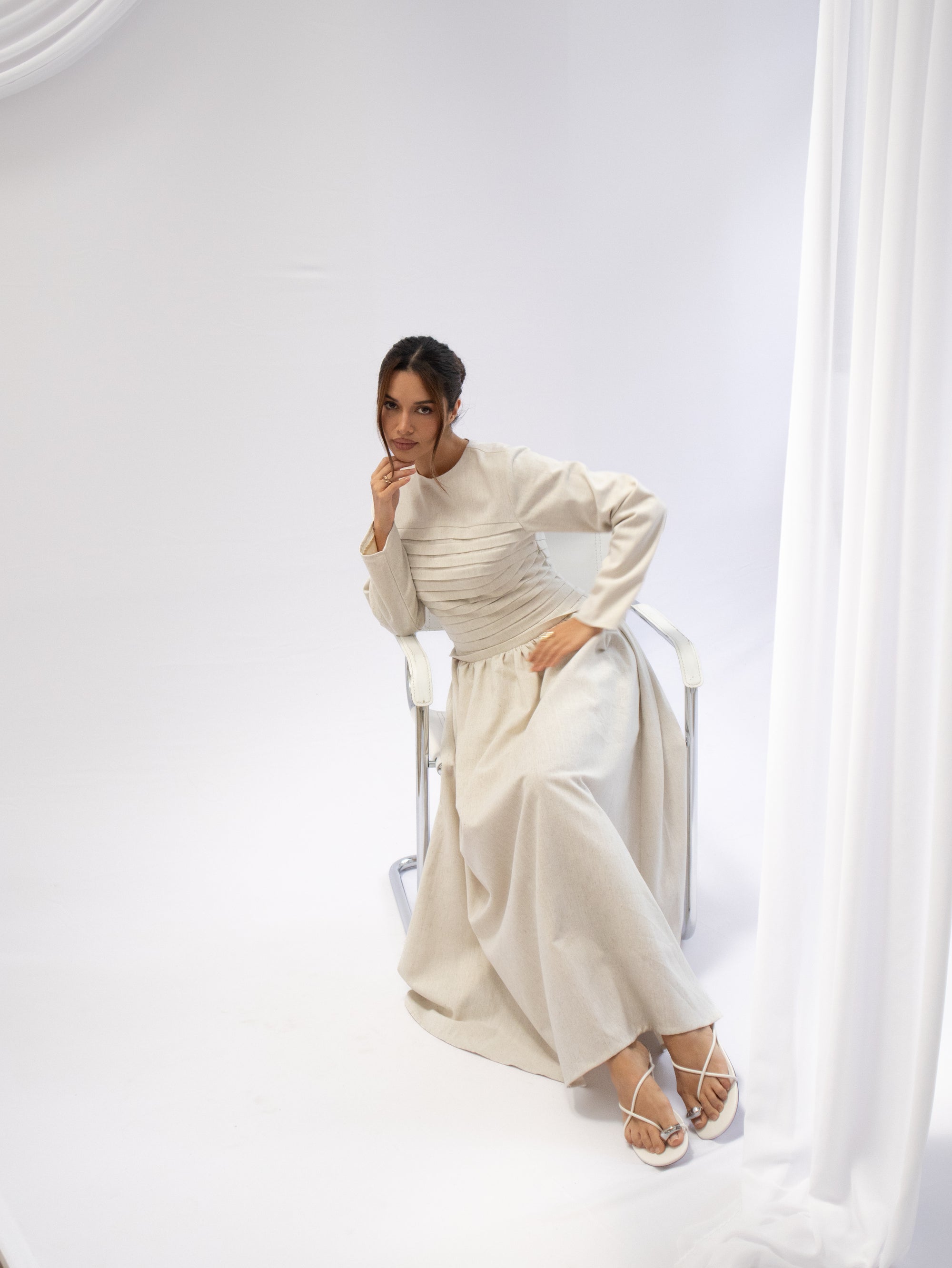 Khai Pleated Linen Dress (PRE-ORDER)